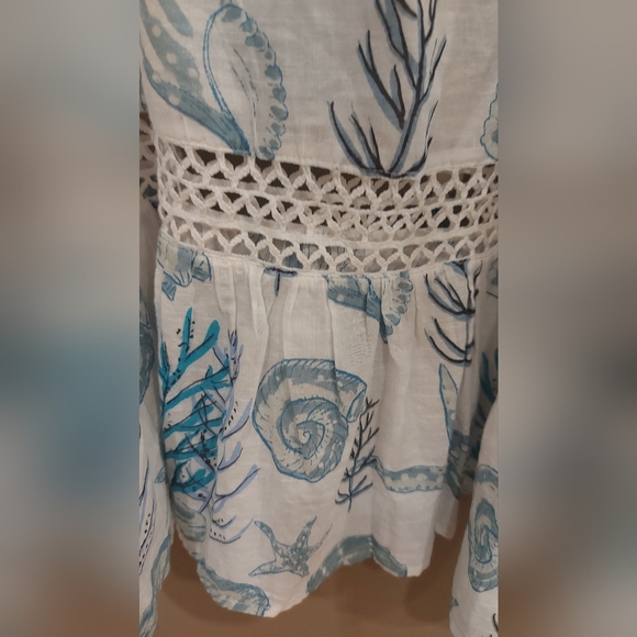 Blue and White Cut Out Tank Top Swim Coverup - Picture 6 of 8